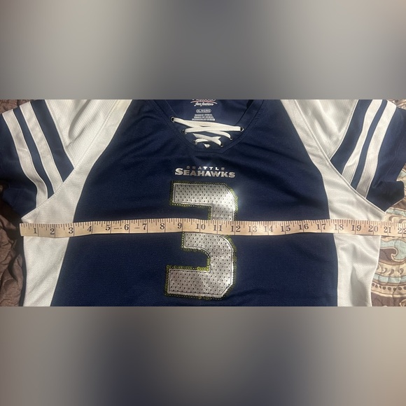 NFL Womens XL~ SEATTLE SEAHAWKS Jersey #3 WILSON~ Lace Up Neck - Picture 5 of 6